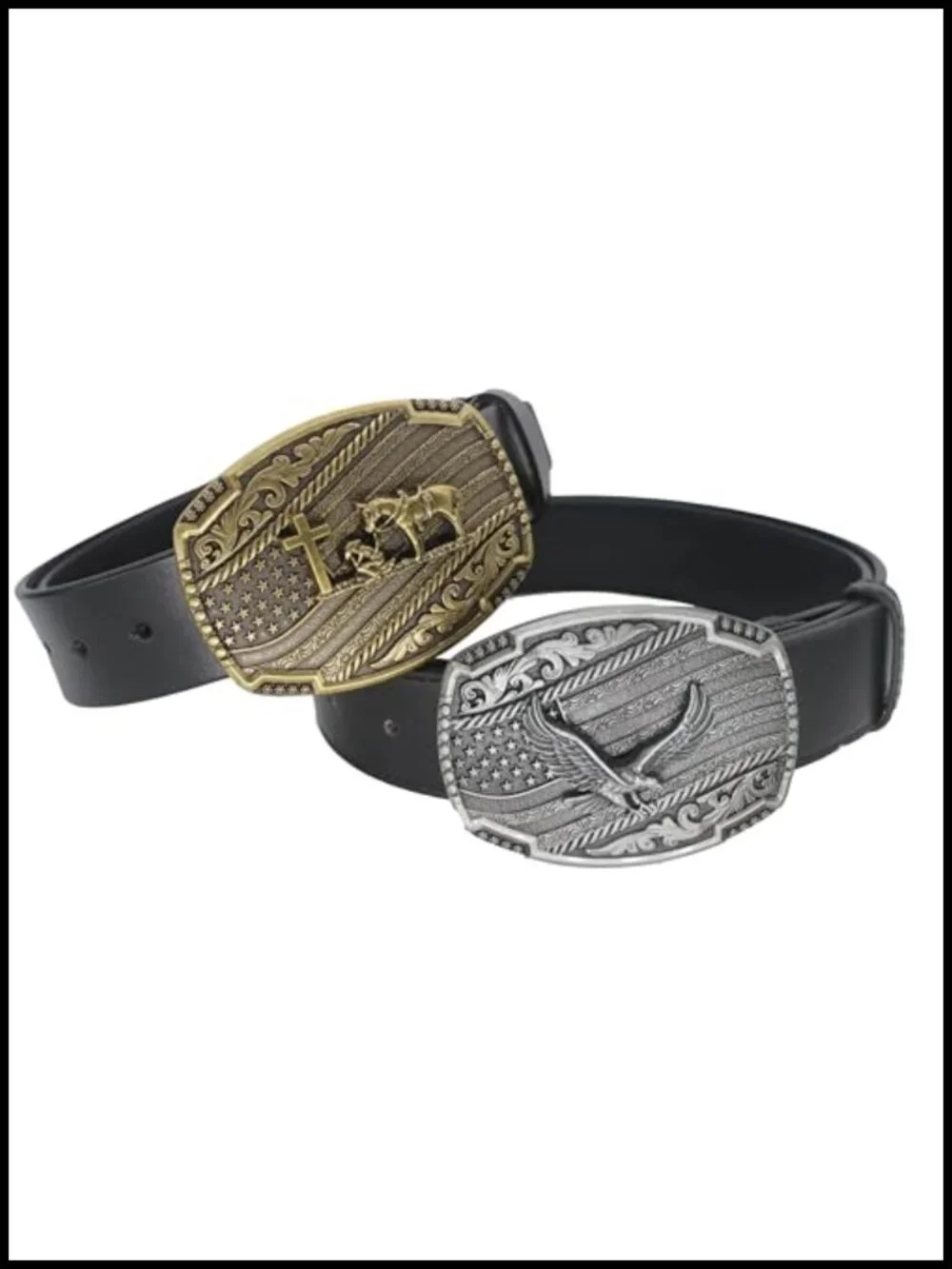 Western Cowboy Brass Belt Buckle with Animal Pattern for Men Women